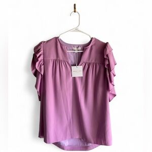 NWT Anna Cate Becca Short Sleeve Blouse in Violet Tulle